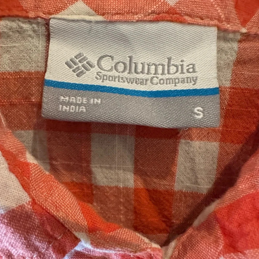 Orange gingham button down shirt from Columbia H-6 - Picture 4 of 5